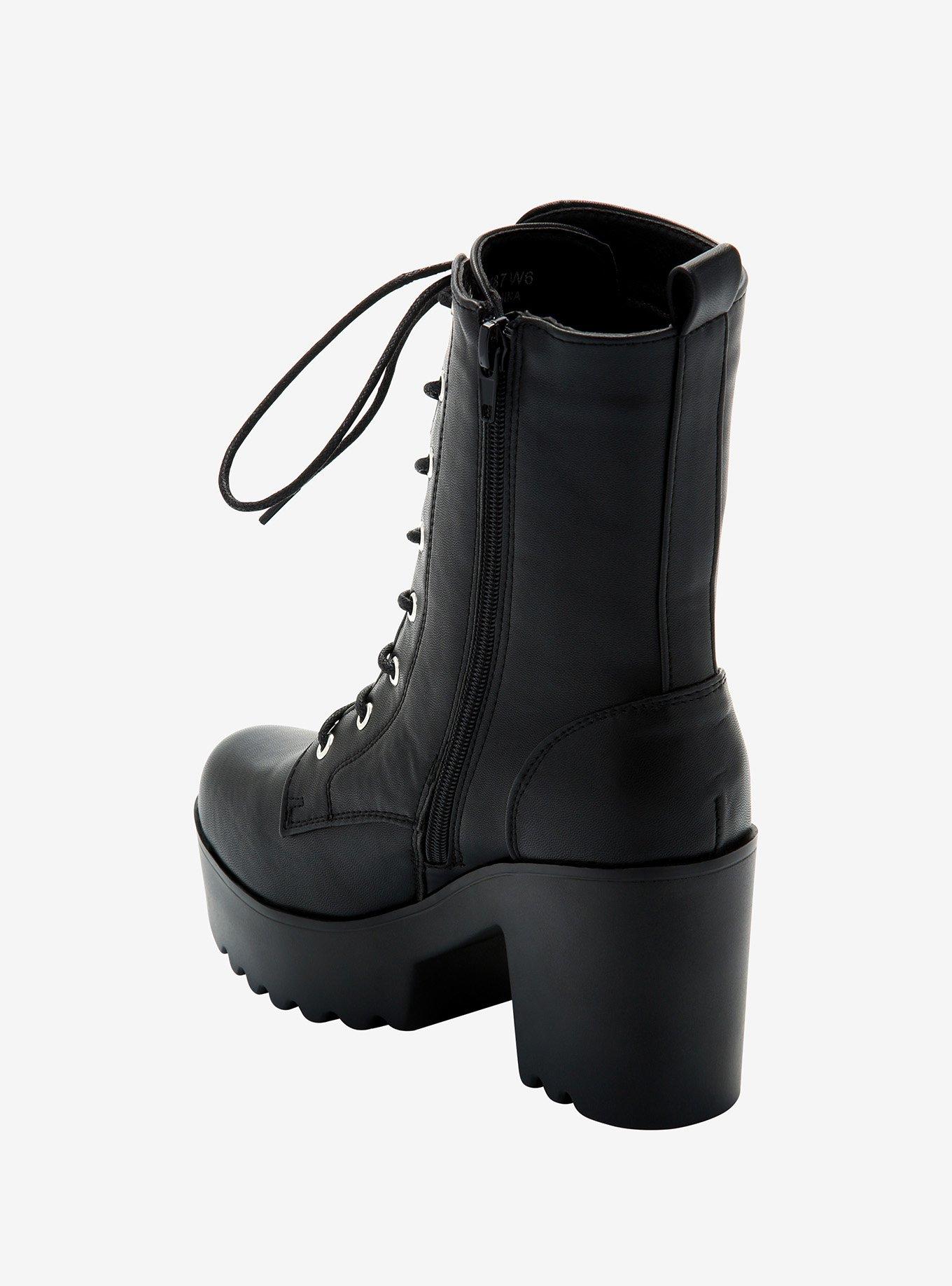 Black Lace Heeled Boots, MULTI, alternate