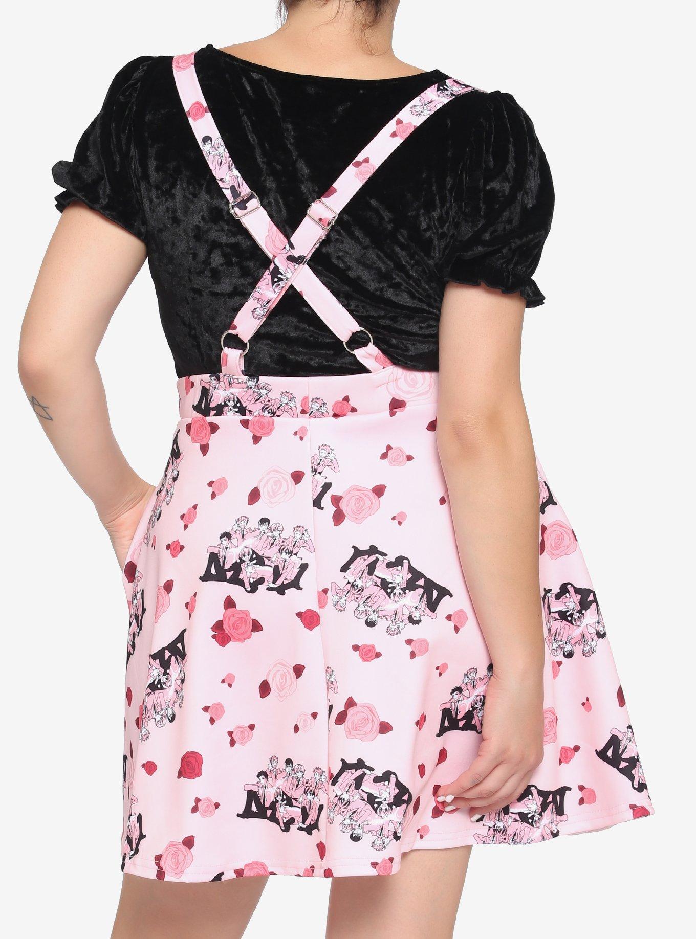 Ouran High School Host Club Roses Suspender Skirt Plus Size, PINK, alternate