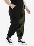 Green Grid & Black Split Suspender Jogger Pants Plus Size, MULTI, alternate