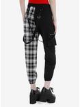 Black & White Plaid & Black Split Suspender Jogger Pants, MULTI, alternate
