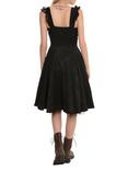 Black Brocade Lace-Up Dress, BLACK, alternate