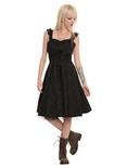 Black Brocade Lace-Up Dress, BLACK, alternate