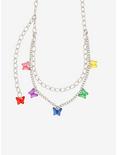 Multicolor Butterfly Charm Layered Chain Belt, , alternate