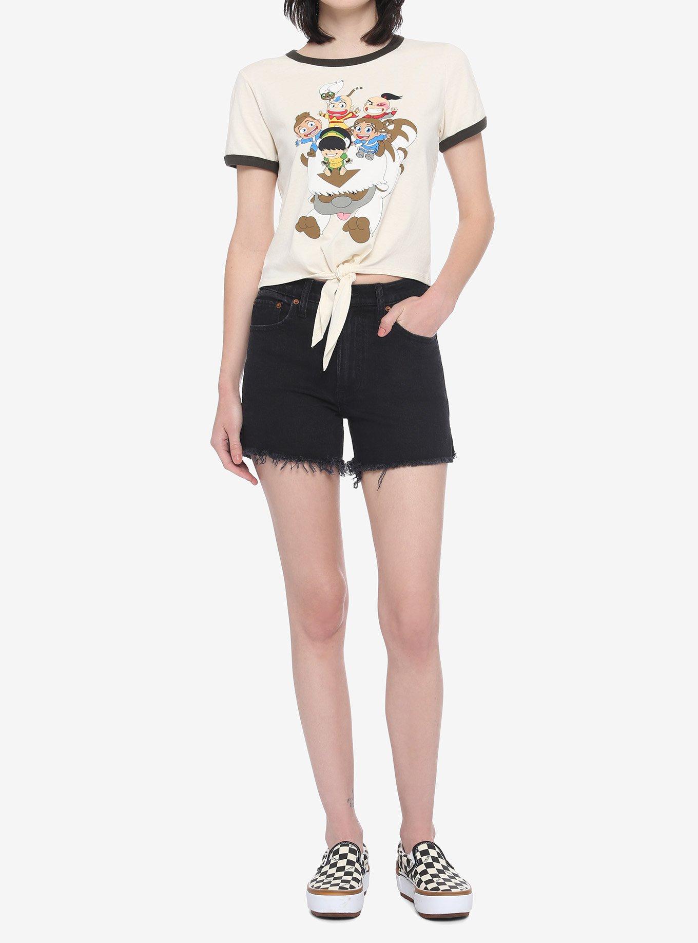 Avatar: The Last Airbender Chibi Team Avatar Tie-Front Ringer T-Shirt, MULTI, alternate