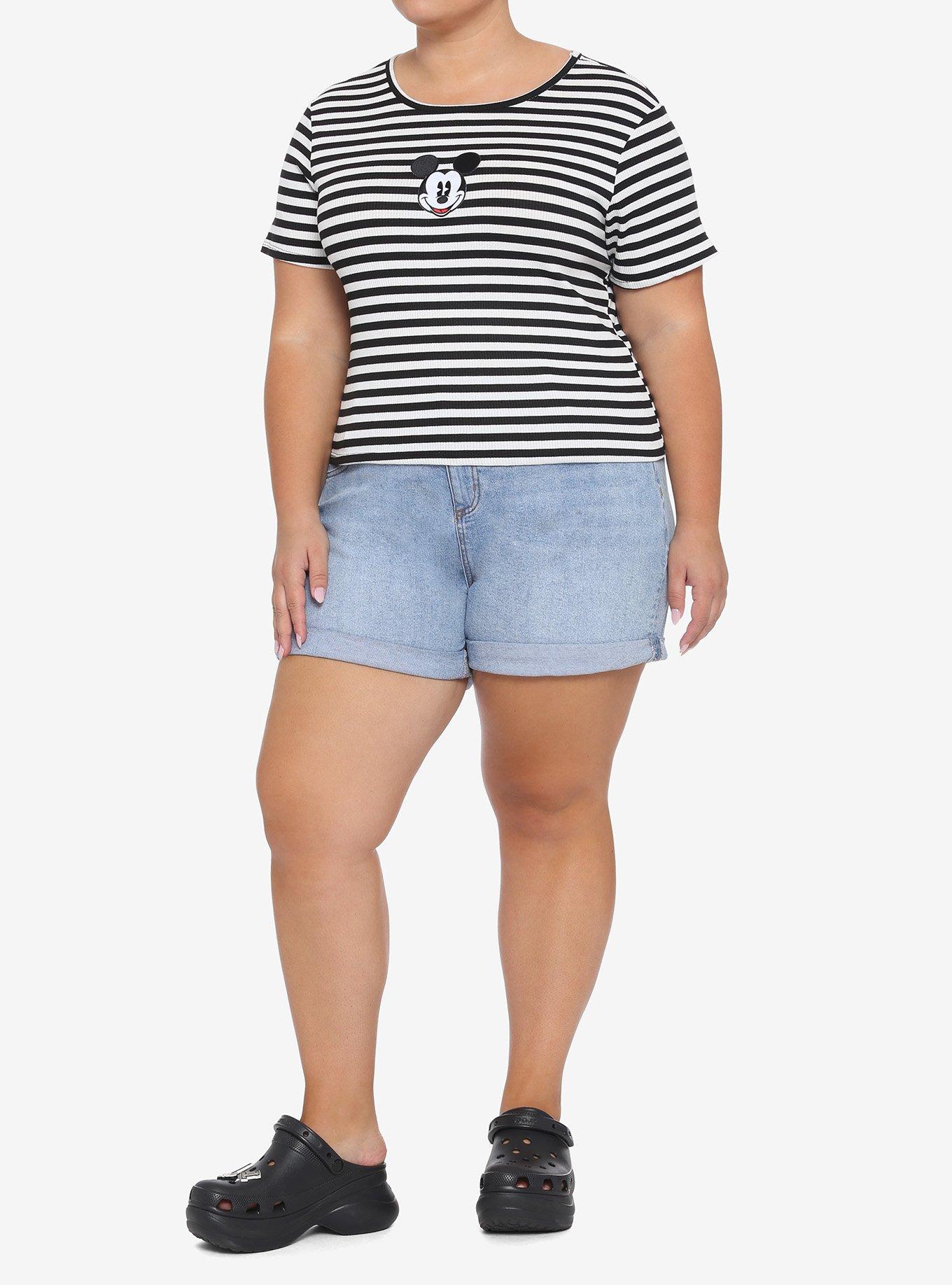 Disney Mickey Mouse Black & White Stripe Top Plus Size, MULTI, alternate