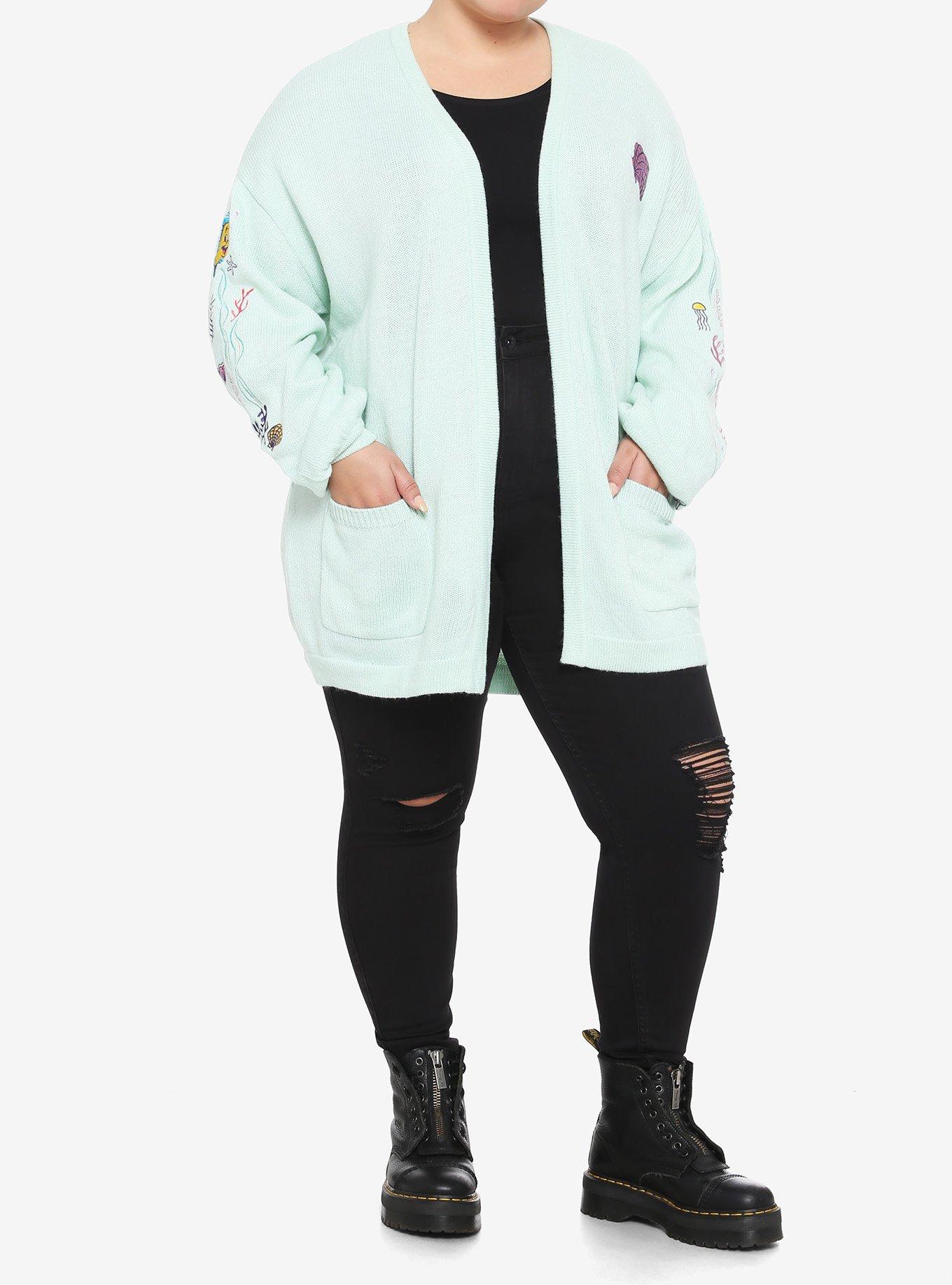 Disney The Little Mermaid Under The Sea Oversized Open Cardigan Plus Size, MULTI, alternate