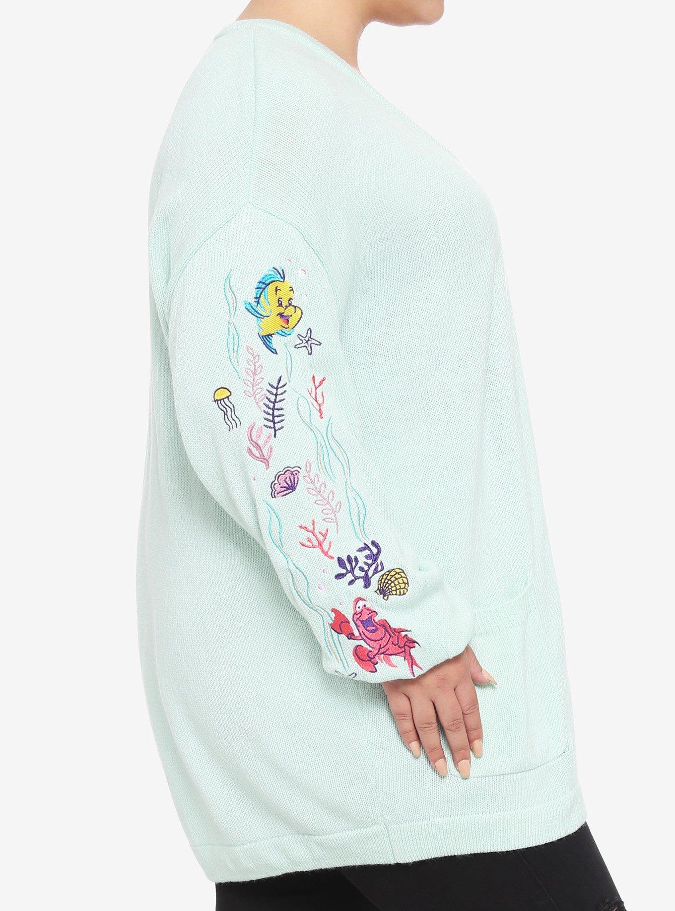 Disney The Little Mermaid Under The Sea Oversized Open Cardigan Plus Size, MULTI, alternate