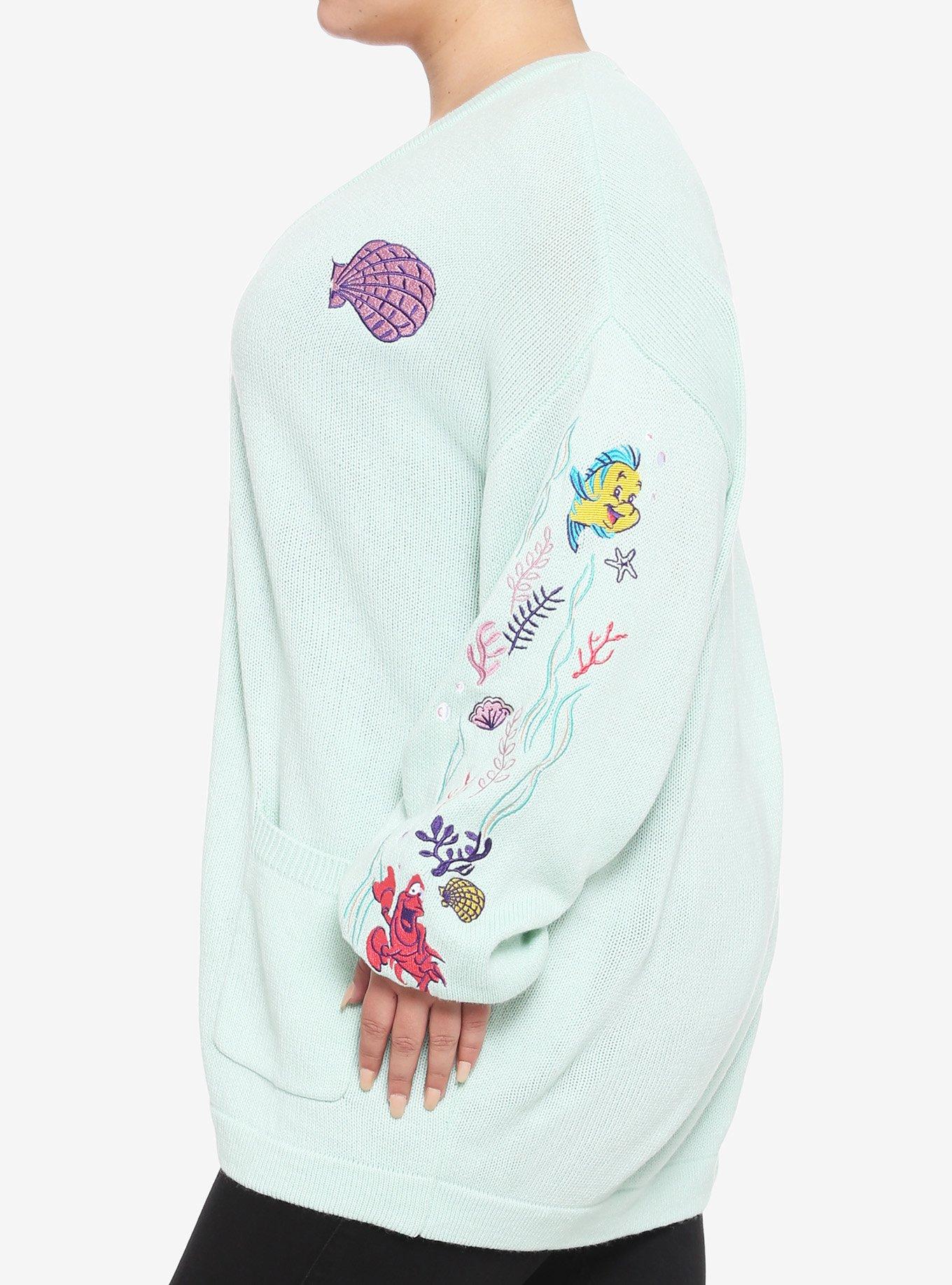 Disney The Little Mermaid Under The Sea Oversized Open Cardigan Plus Size, MULTI, alternate