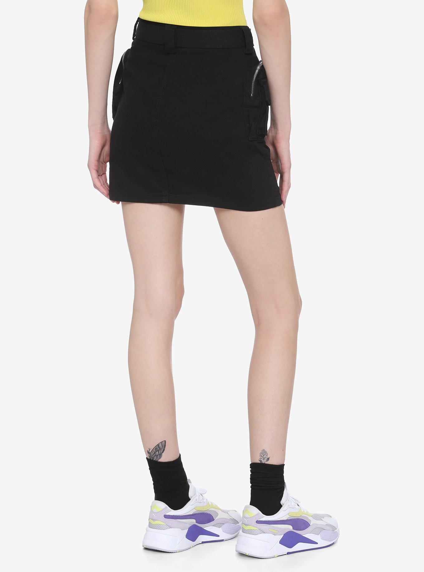 Black Cargo Utility Skirt, BLACK, alternate