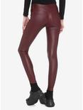 Burgundy Faux Leather Skinny Pants, BURGUNDY, alternate