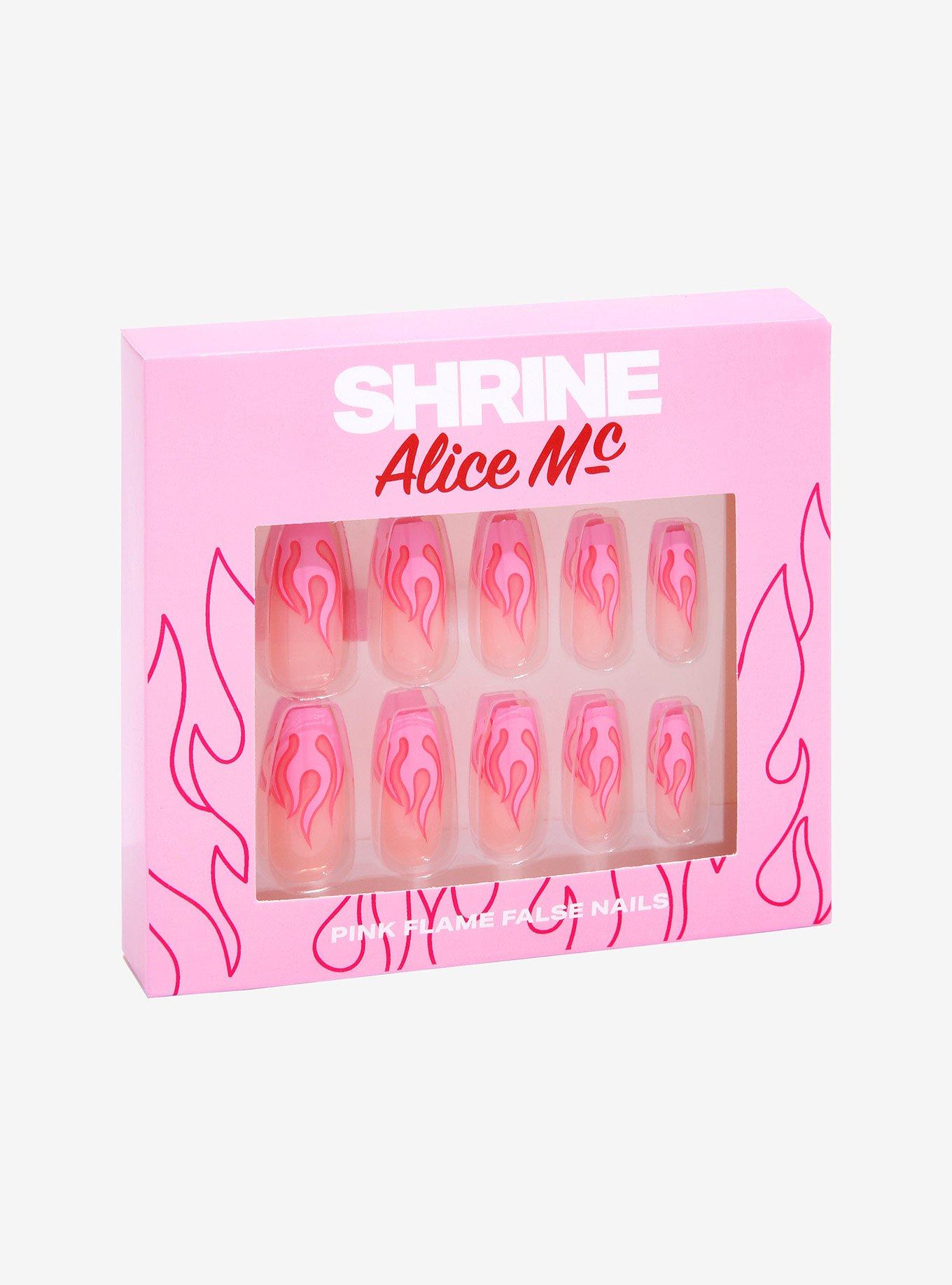 Shrine X Alice Mc Pink Flames Faux Nail Set, , alternate