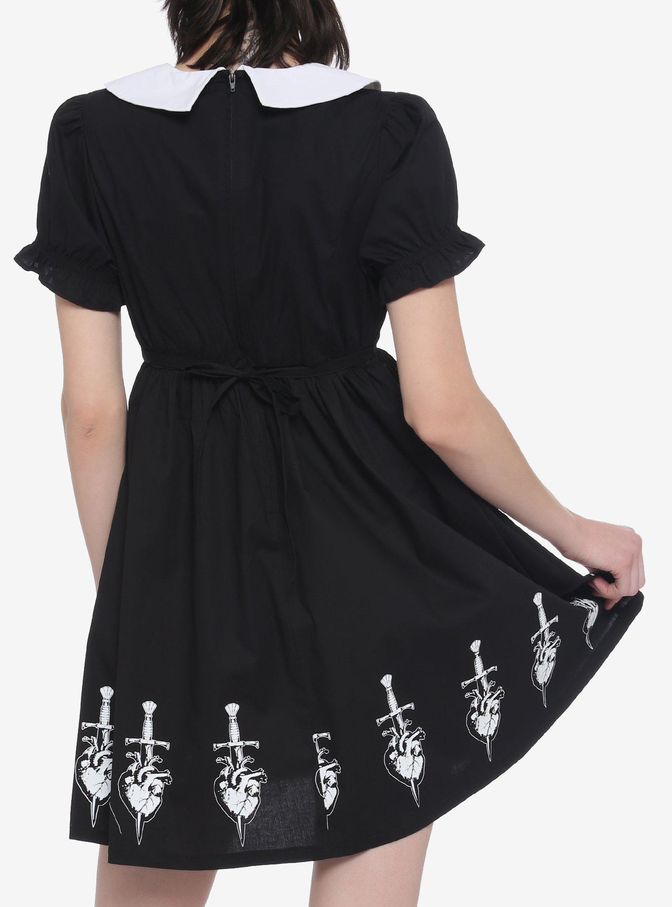 Dagger Heart Collar Dress, BLACK, alternate
