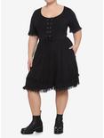 Black Skull Back Ruffles & Lace Dress Plus Size, BLACK, alternate