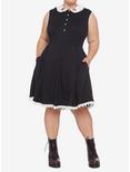 Mushroom Collar Lace Trim Dress Plus Size, BLACK, alternate