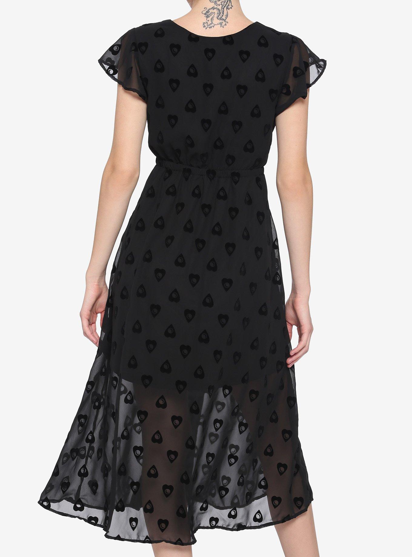 Black Planchette Tie-Front Midi Dress, BLACK, alternate