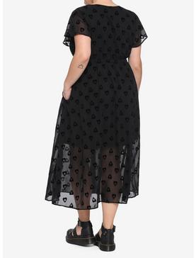Black Planchette Tie-Front Midi Dress Plus Size, , hi-res