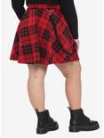 Red Plaid O-Ring Suspender Skirt Plus Size, PLAID - RED, alternate