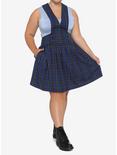 Blue Plaid Bib Suspender Skirt Plus Size, , alternate