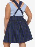Blue Plaid Bib Suspender Skirt Plus Size, , alternate