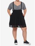 Black Lace Suspender Skirt Plus Size, BLACK, alternate