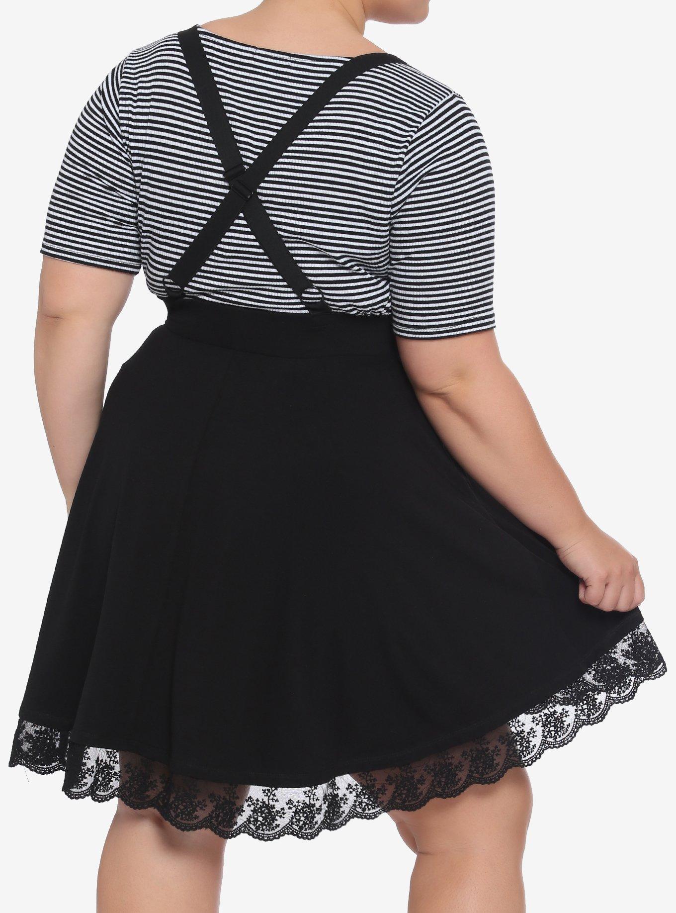 Black Lace Suspender Skirt Plus Size, BLACK, alternate