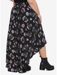Floral Planchette Button-Front Hi-Low Maxi Skirt Plus Size, BLACK, alternate