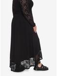 Black Lace Hi-Low Maxi Skirt Plus Size, BLACK, alternate