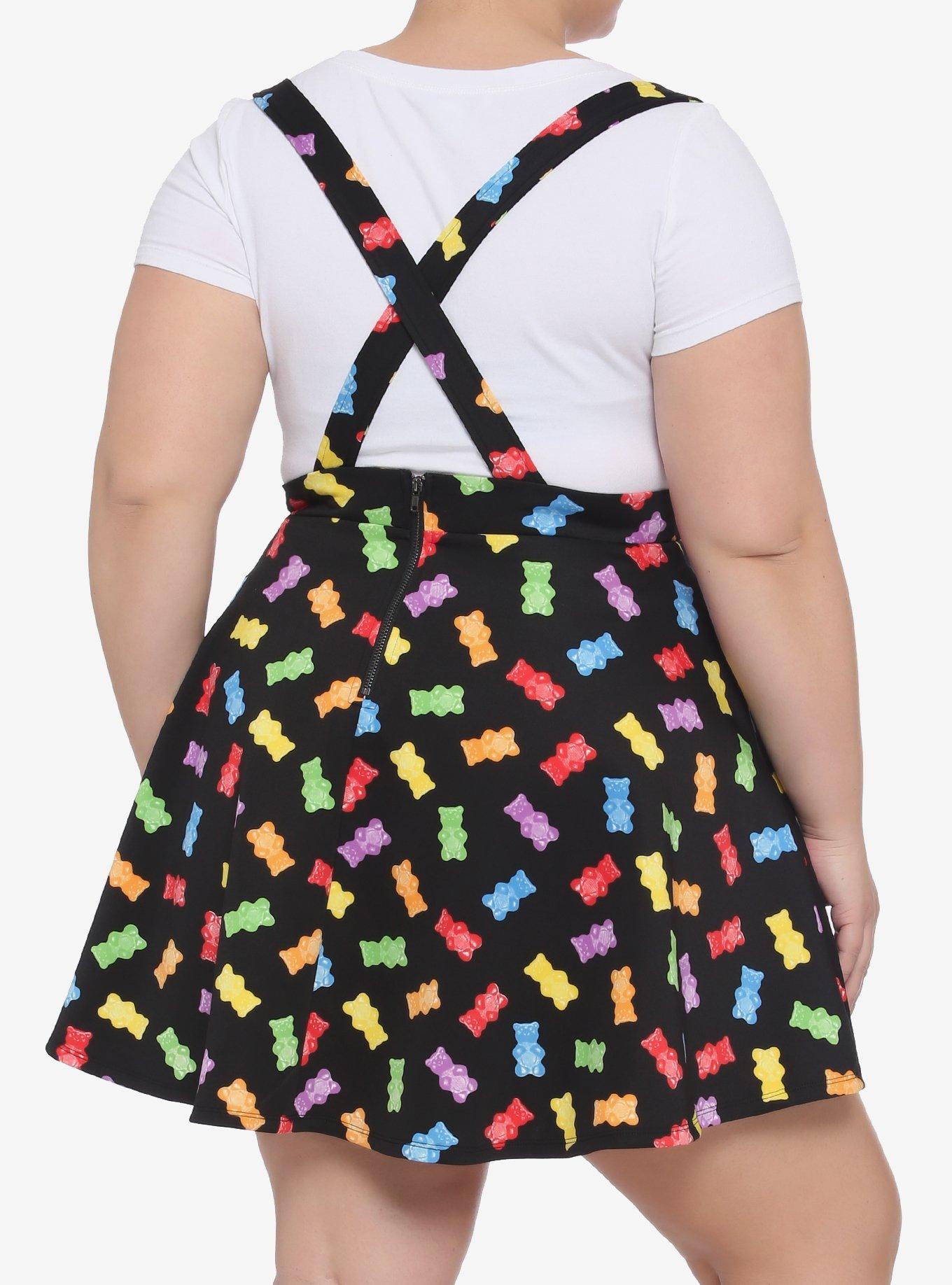 Candy Bear Suspender Skirt Plus Size, BLACK, alternate