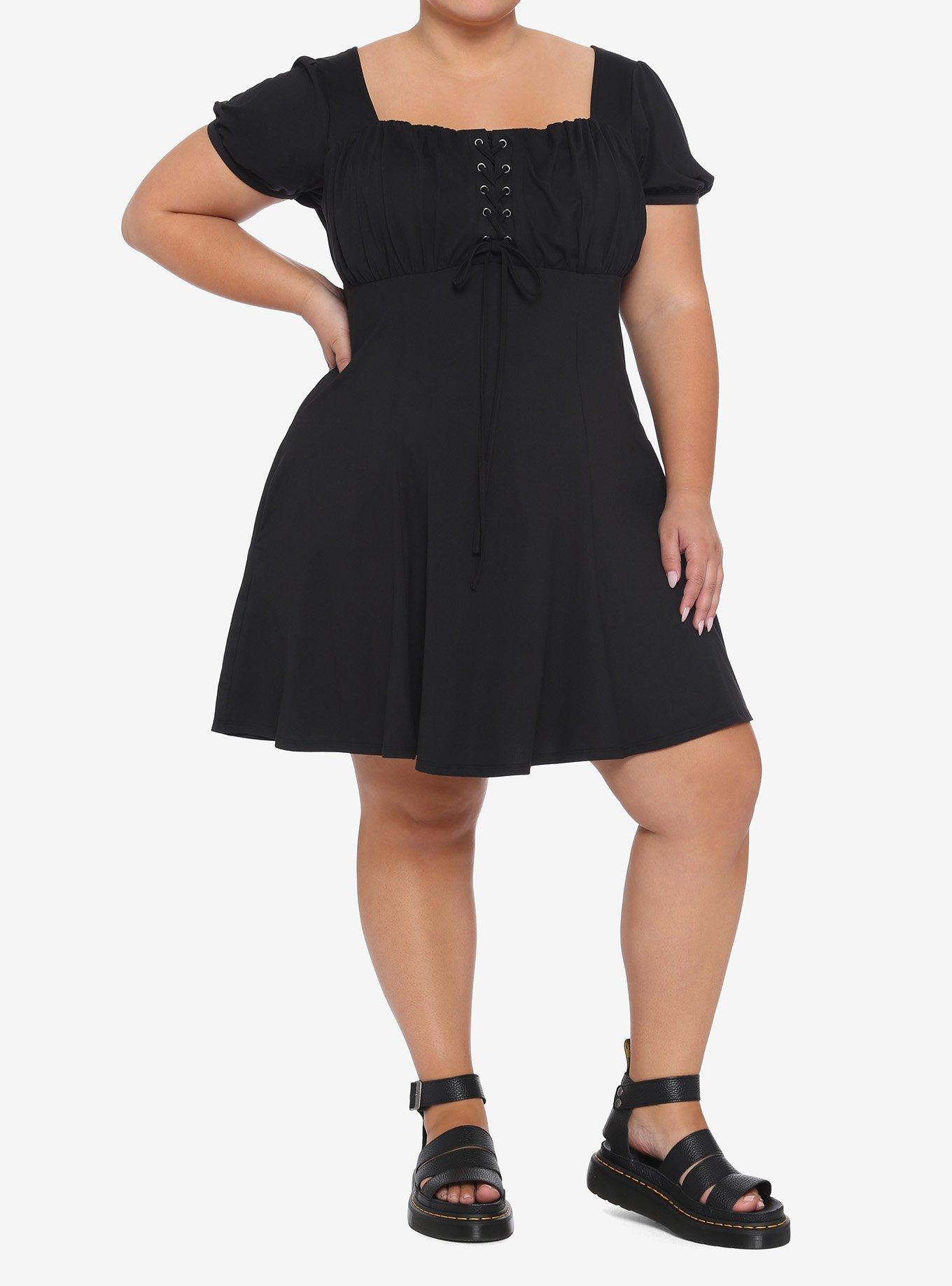 Black Empire Dress Plus Size, BLACK, alternate