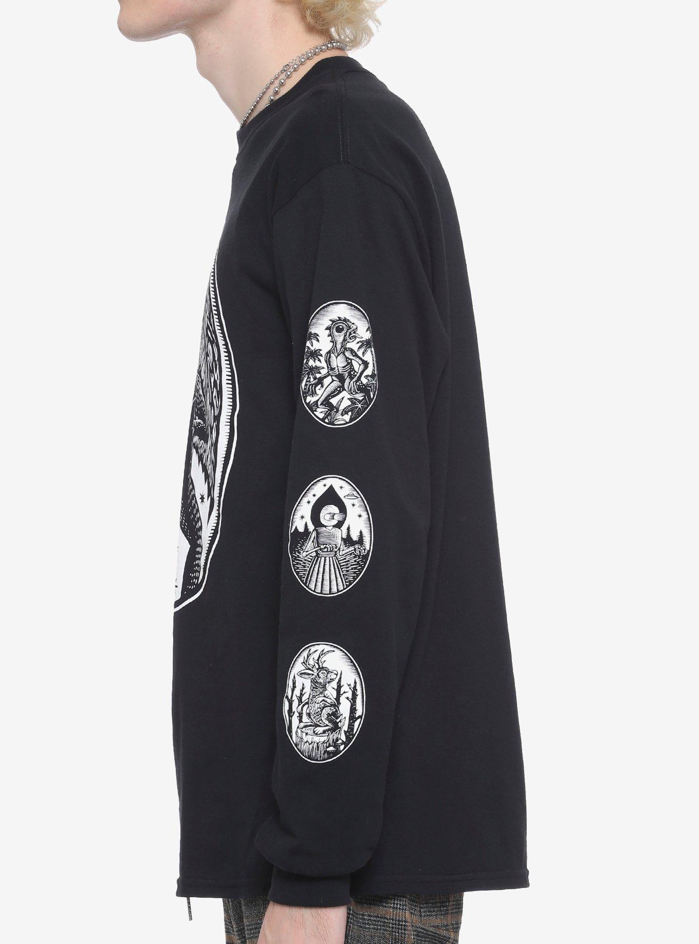 Mothman Frame & Other Cryptids Long-Sleeve T-Shirt By Brian Reedy, MULTI, alternate