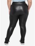 Black Faux Leather Back-Yoke Leggings Plus Size, BLACK, alternate
