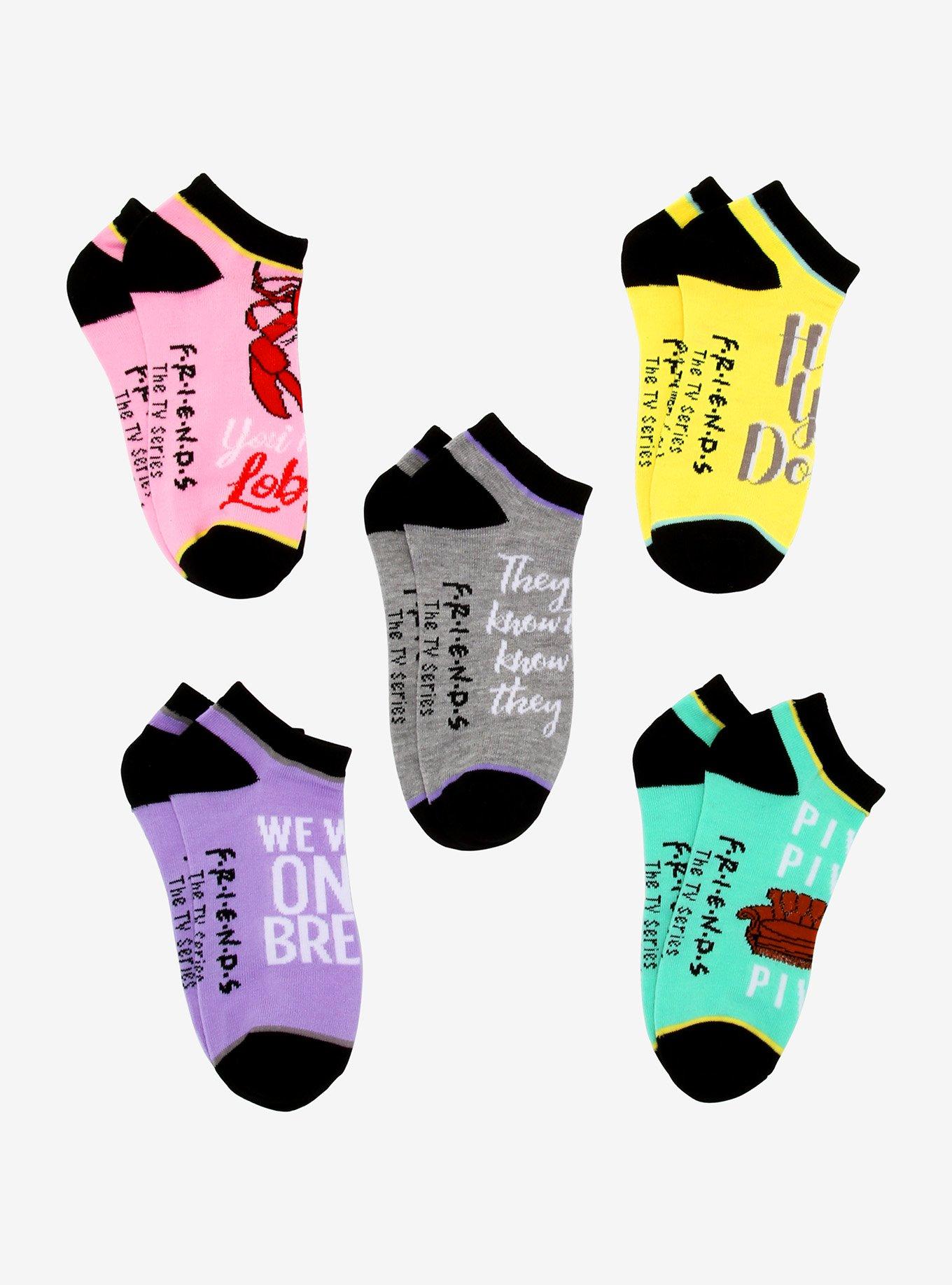 Friends Quotes No-Show Socks 5 Pair, , alternate