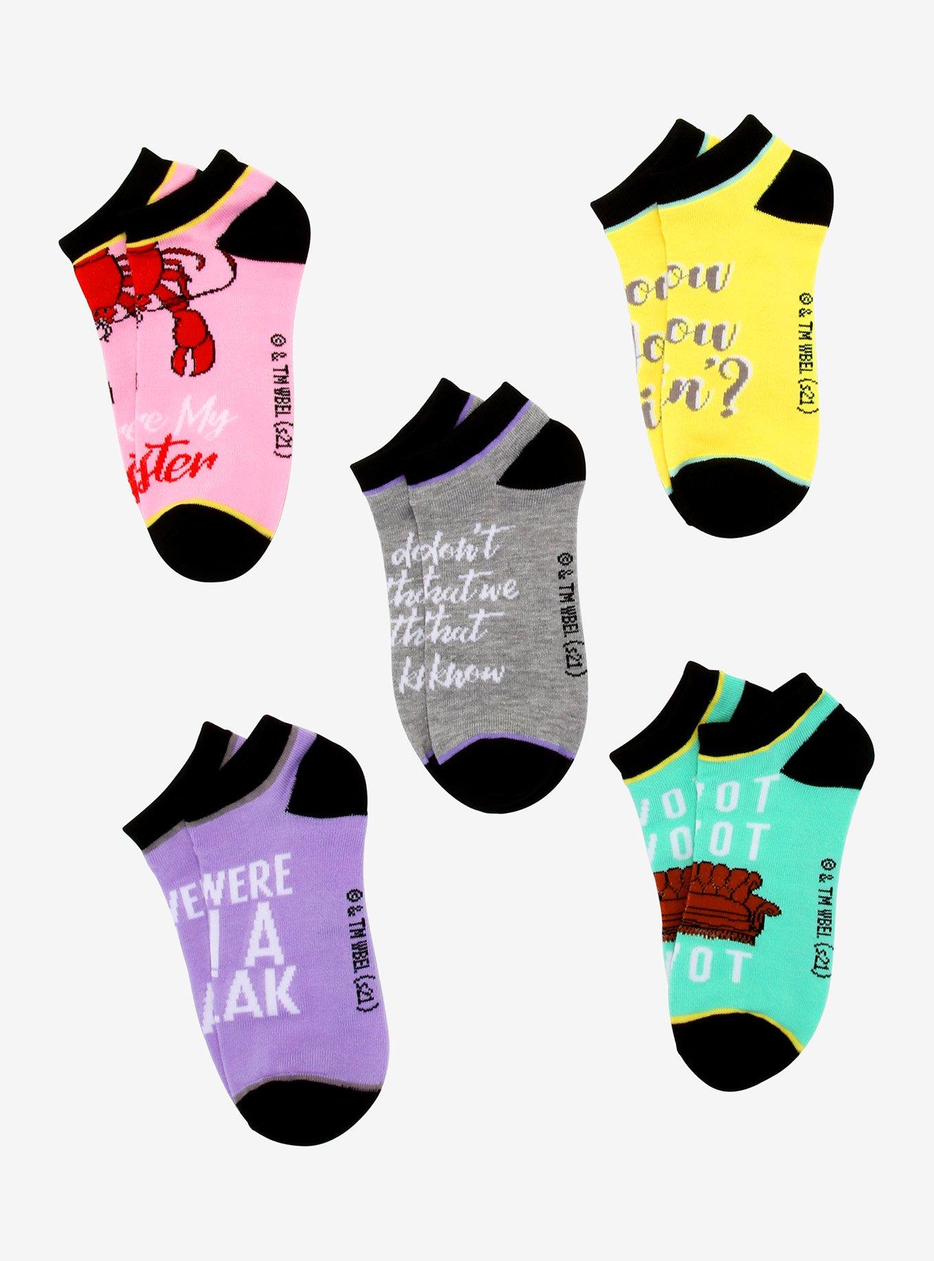 Friends Quotes No-Show Socks 5 Pair, , alternate