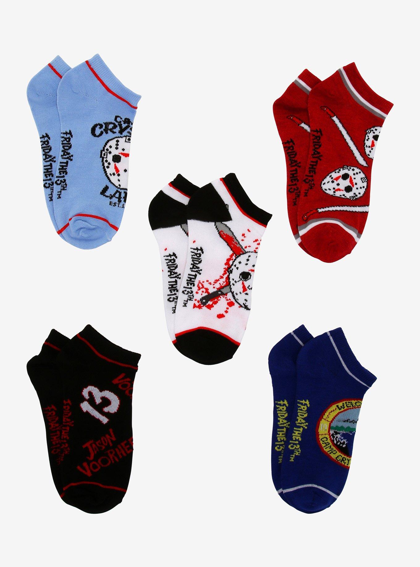 Friday The 13th Jason Mask No-Show Socks 5 Pair, , alternate