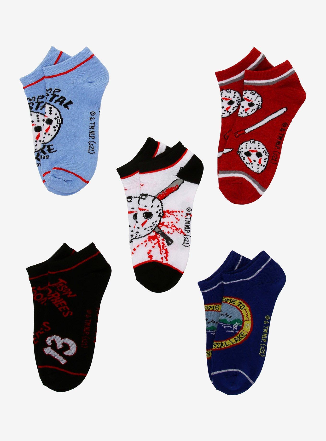 Friday The 13th Jason Mask No-Show Socks 5 Pair, , alternate