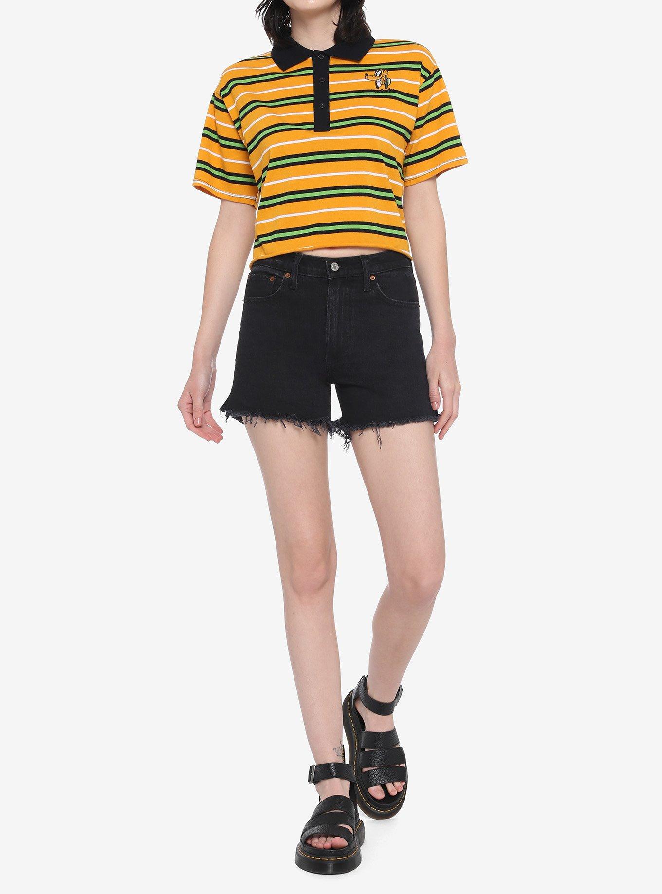 Disney Pluto Stripe Girls Crop Polo Shirt, MULTI, alternate