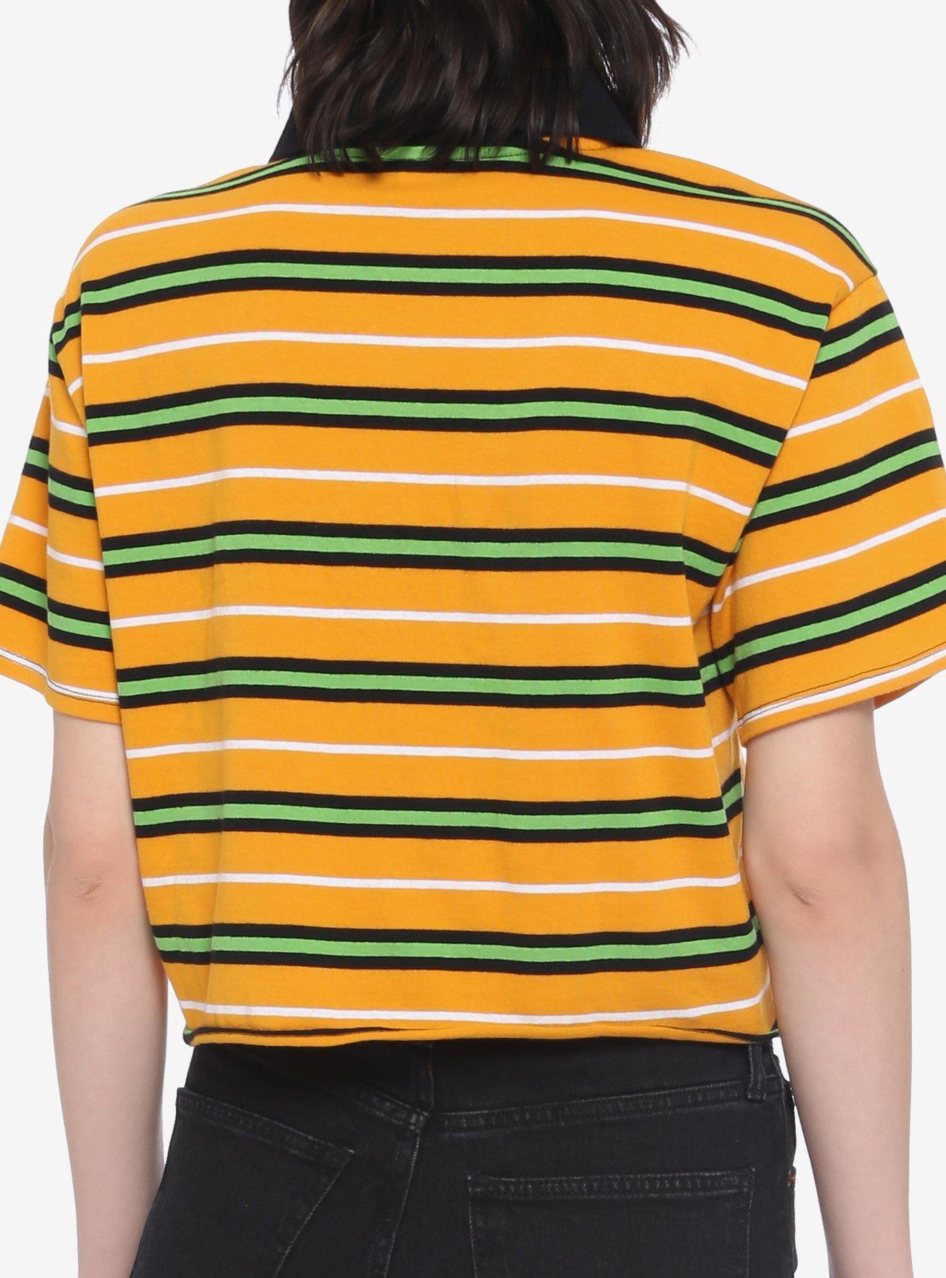 Disney Pluto Stripe Girls Crop Polo Shirt, MULTI, alternate