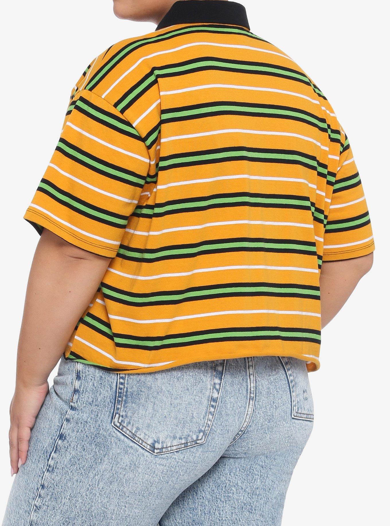 Disney Pluto Stripe Girls Crop Polo Shirt Plus Size, MULTI, alternate