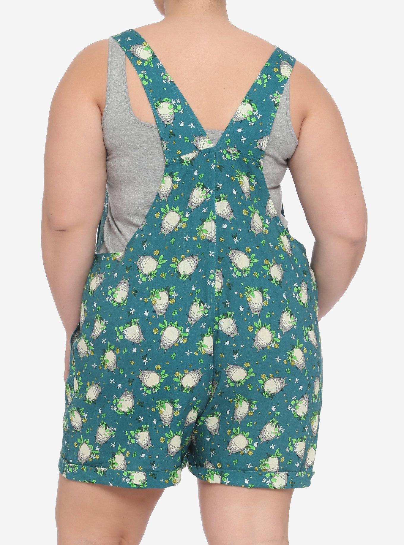 Studio Ghibli My Neighbor Totoro Leaves Tie Linen Shortalls Plus Size, MULTI, alternate