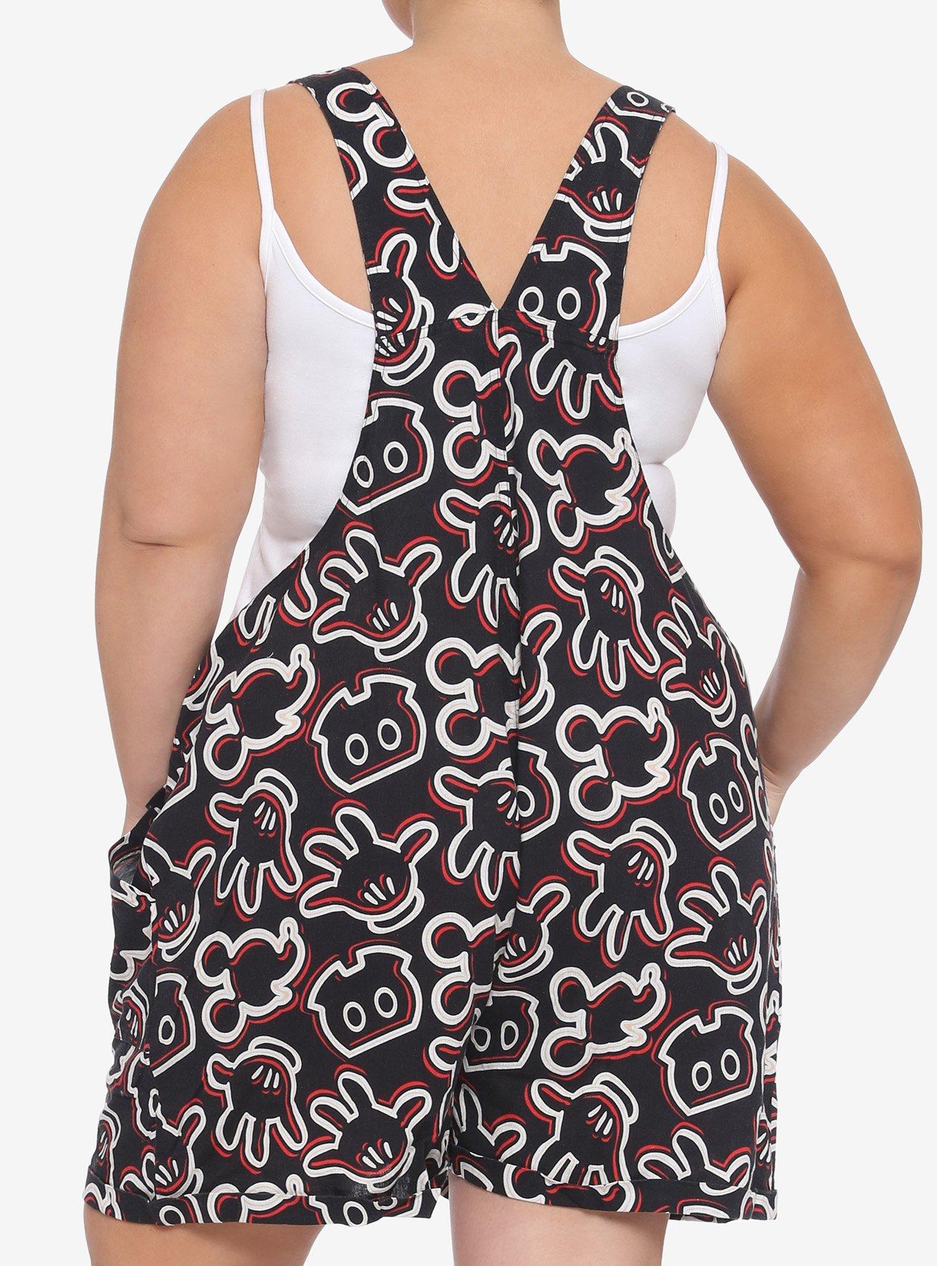 Disney Mickey Mouse Outline Tie Linen Shortalls Plus Size, MULTI, alternate
