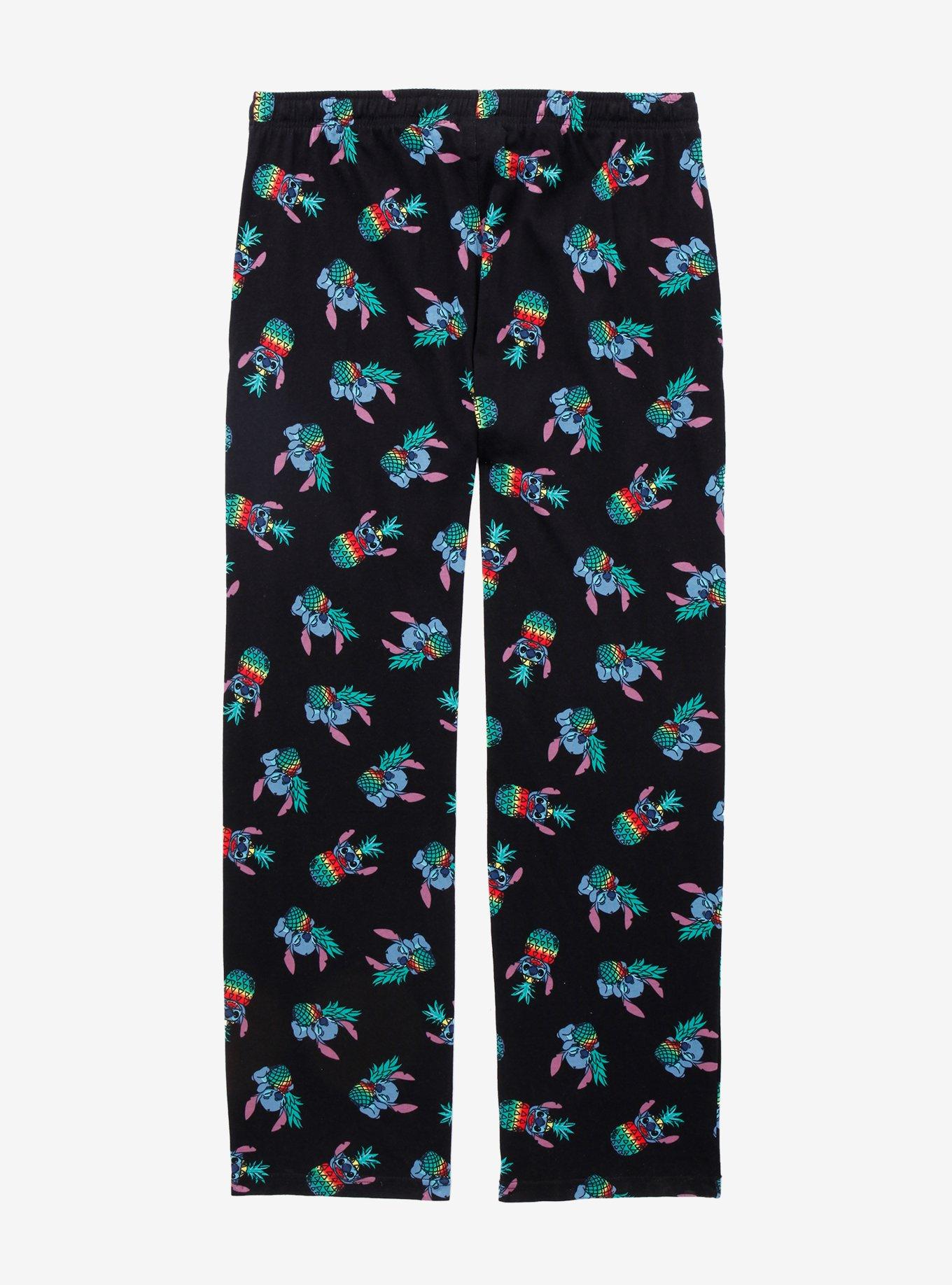 Disney Pride Lilo & Stitch Rainbow Pineapples Sleep Pants - BoxLunch Exclusive, BLACK, alternate