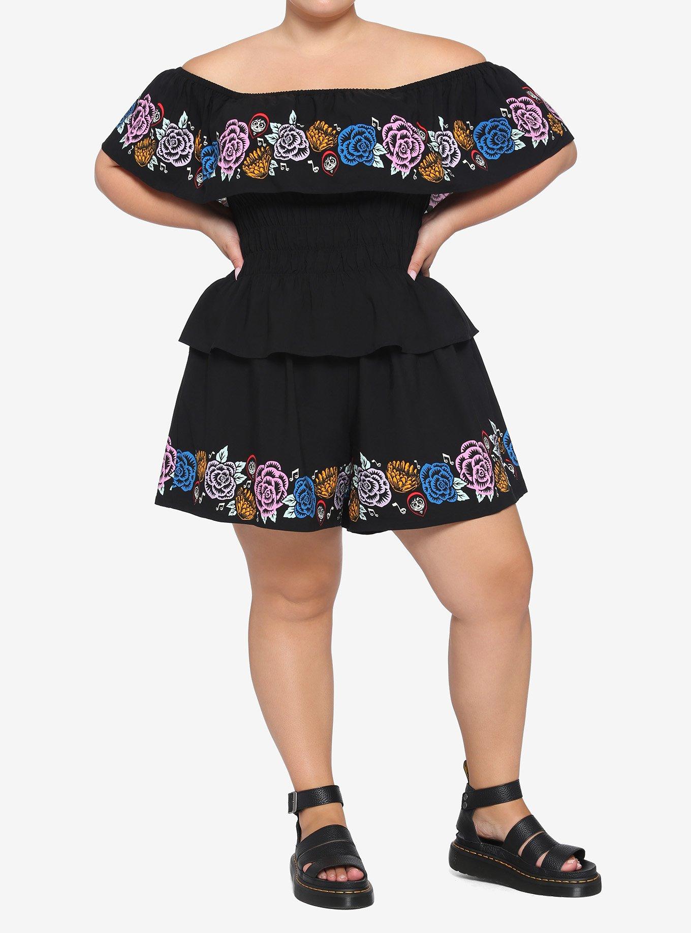 Disney Pixar Coco Floral Smocked Off-The-Shoulder Top Plus Size, MULTI, alternate