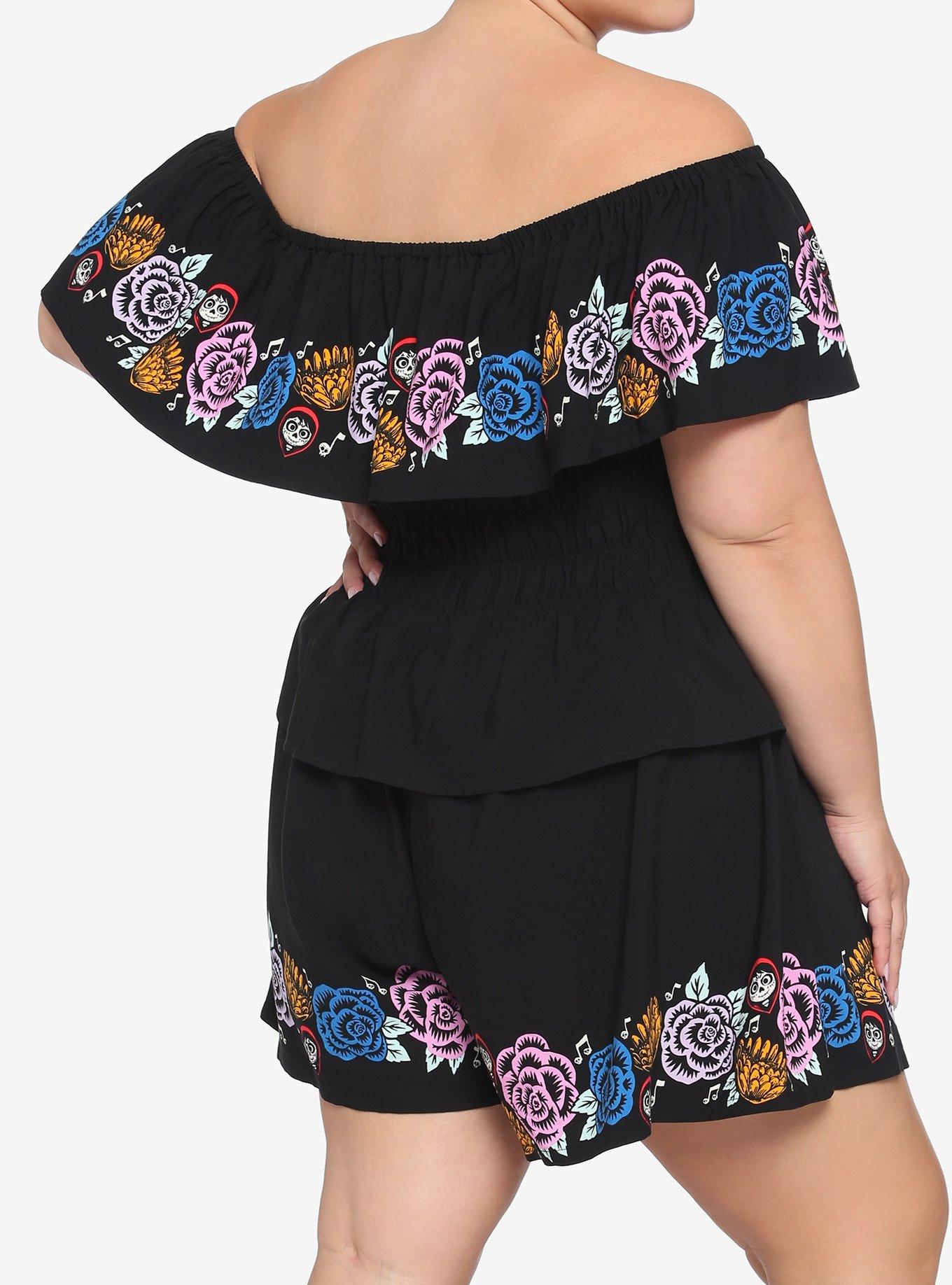 Disney Pixar Coco Floral Smocked Off-The-Shoulder Top Plus Size, MULTI, alternate