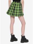 Green & Black Plaid Pleated Chain Skirt, PLAID - GREEN, alternate