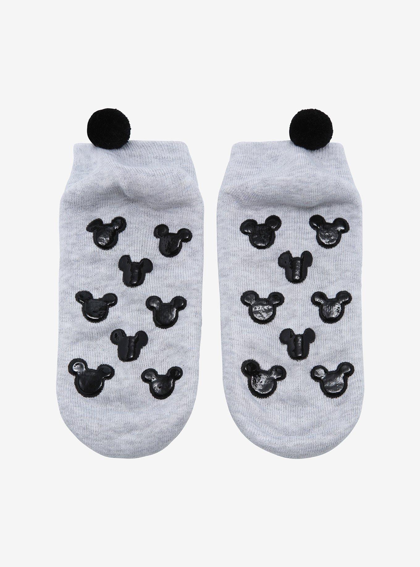 Disney Mickey Mouse Pom No-Show Grip Socks, , alternate