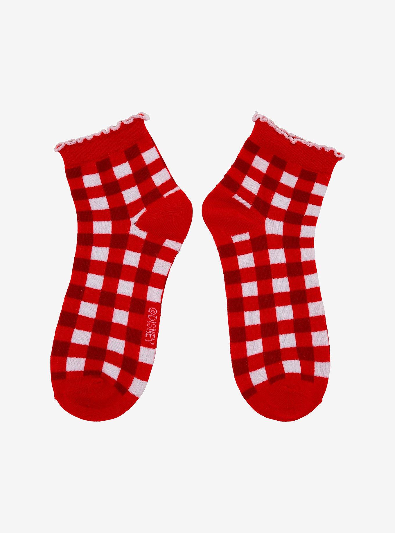 Disney Mickey Mouse Gingham Ruffle Ankle Socks, , alternate