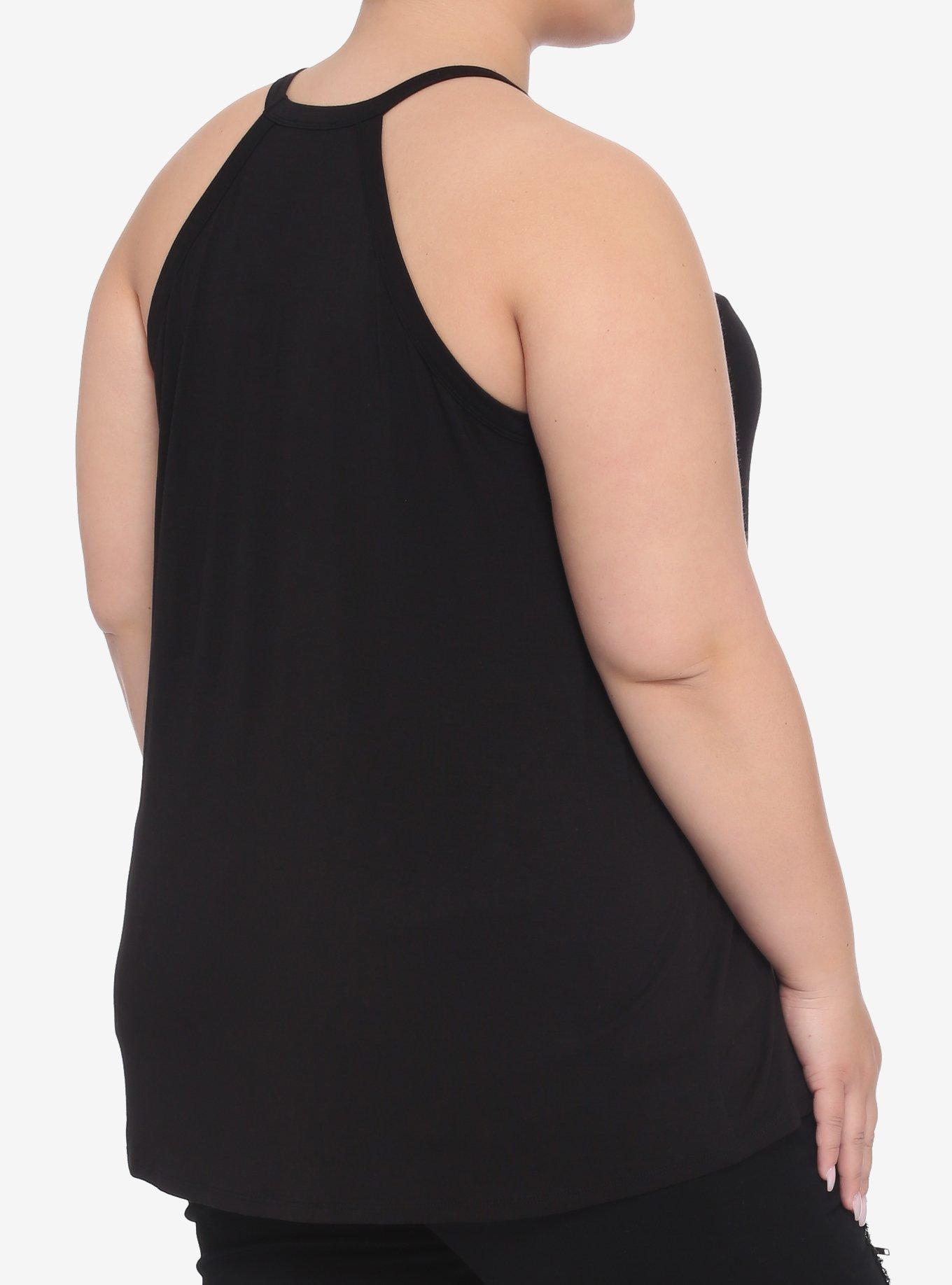 Dead Inside Coffin Mesh Girls High Neck Tank Top Plus Size, BLACK, alternate