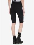 Black Lace-Up Front Denim Biker Shorts, BLACK, alternate