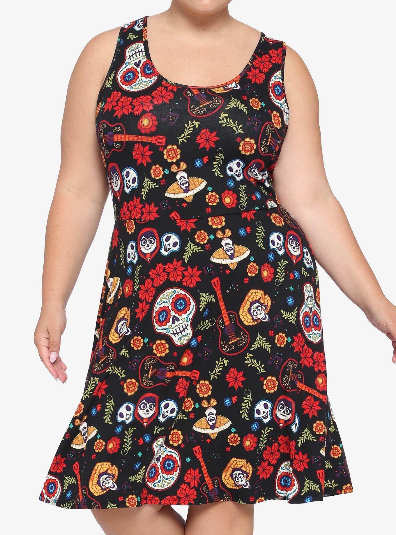 Disney Pixar Coco Floral Lace Back Dress Plus Size, MULTI, alternate