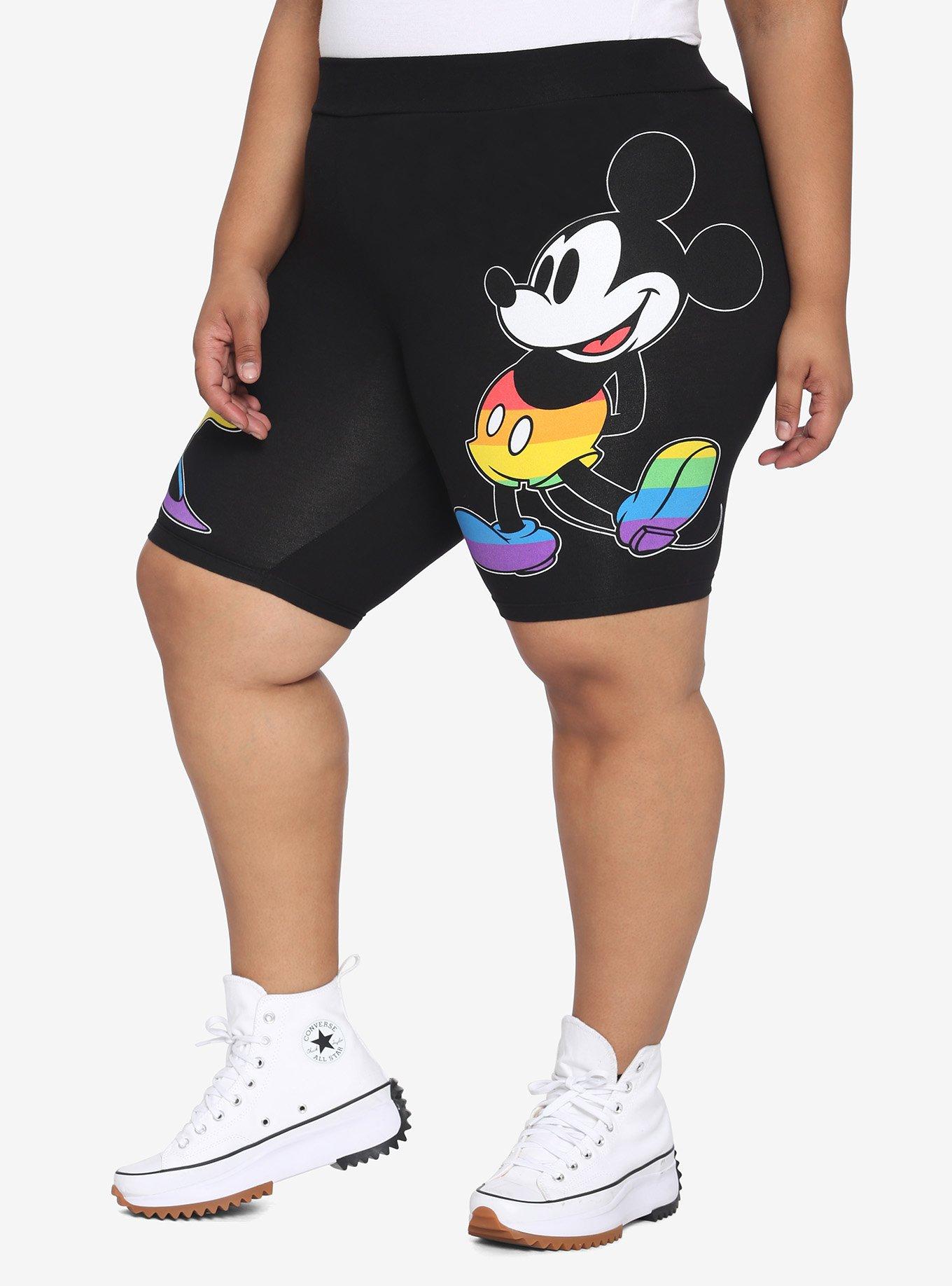 Disney Rainbow Mickey Mouse & Minnie Mouse Biker Shorts Plus Size, MULTI, alternate